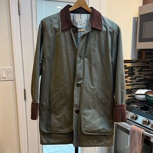 J. Crew Olive Jacket with Brown Trim